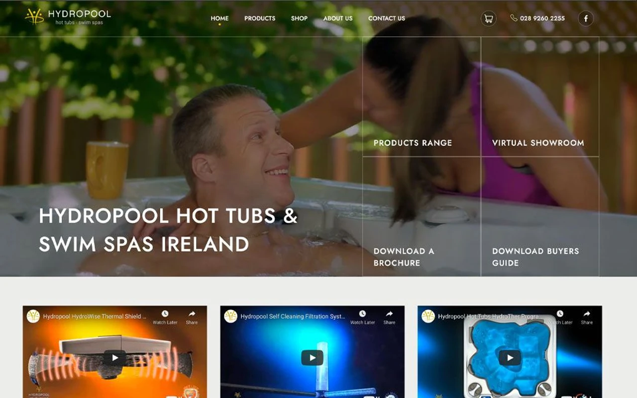 Hydropool Ireland website, home page