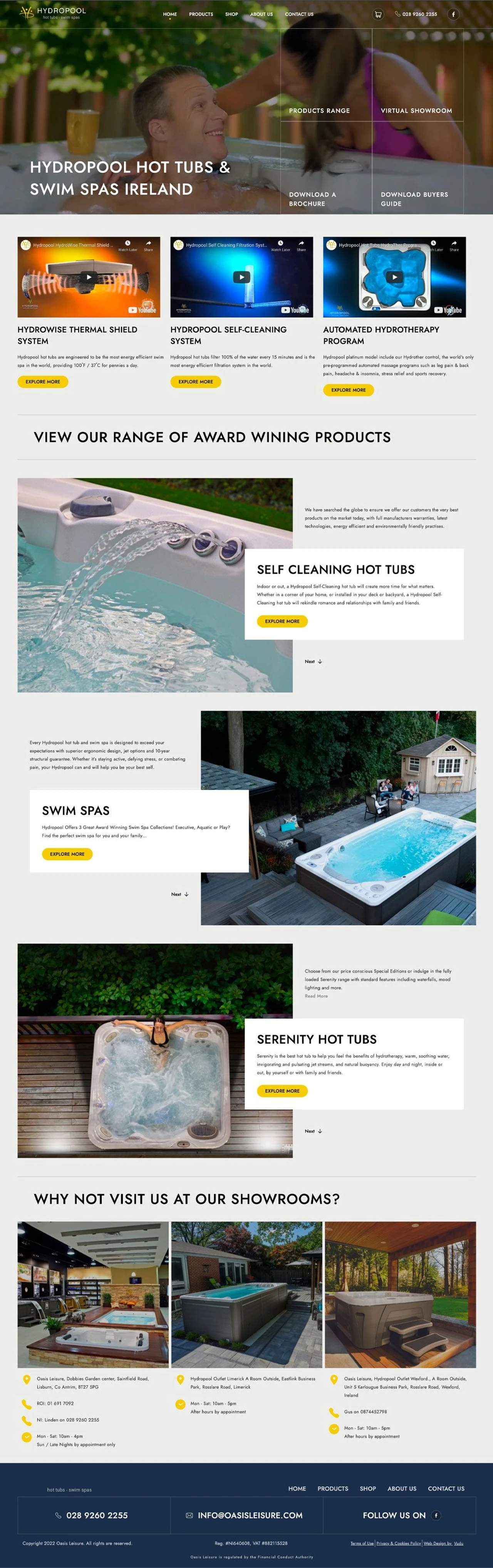 Hydropool Ireland website, full-page screenshot 2