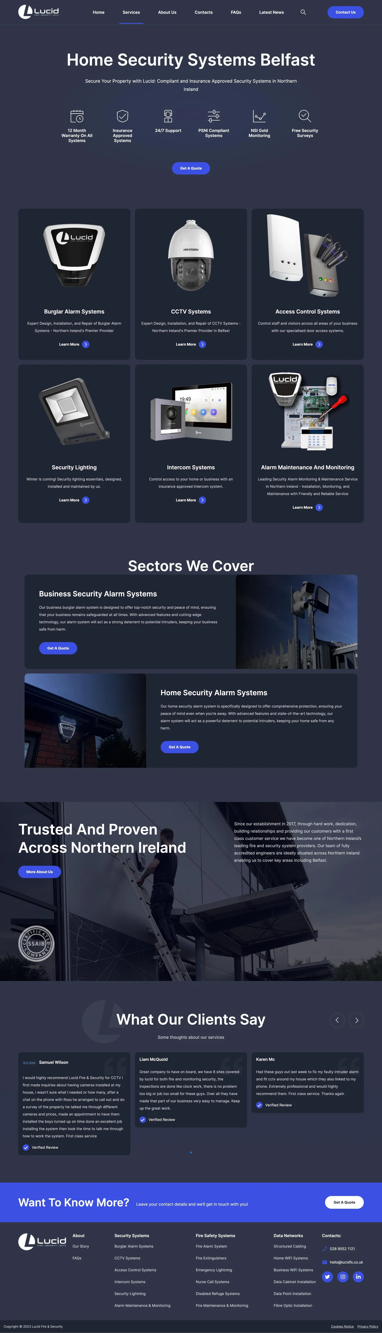 Lucid Fire & Security full home-page screenshot