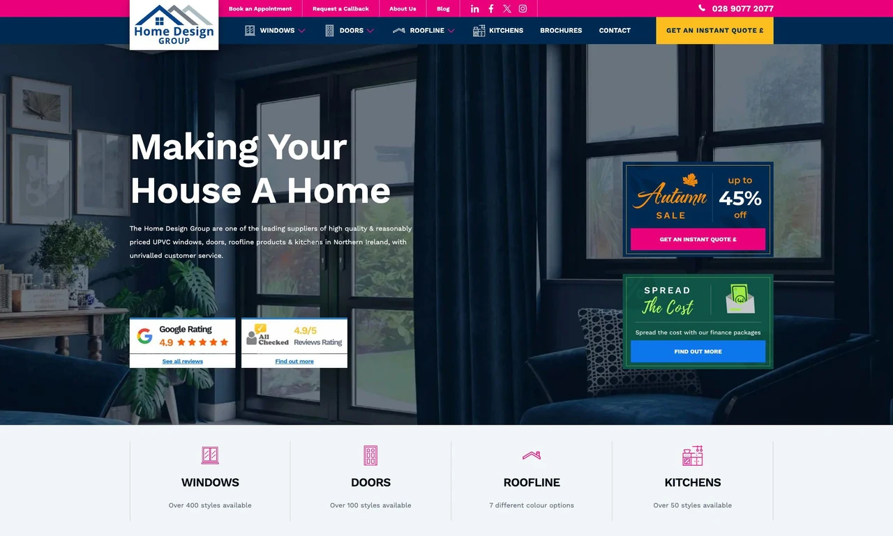 The Home Design Group website, home page